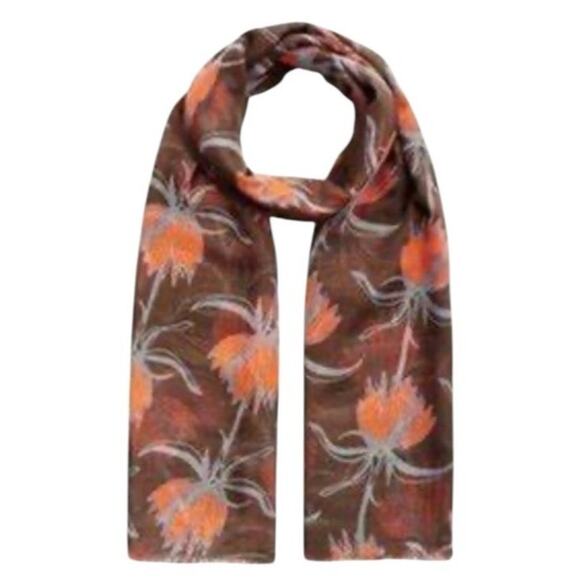 India Hicks Orange & Brown Floral Lightweight Scarf - Picture 1 of 8